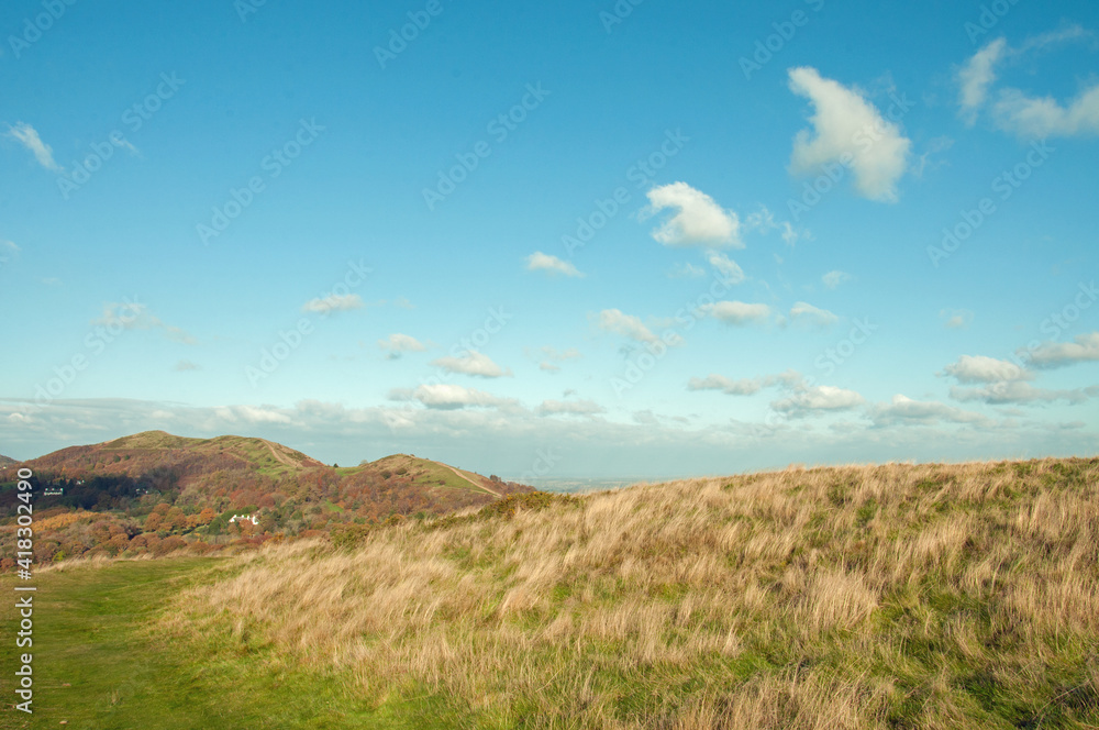 Malvern hills of England in the early autumn.