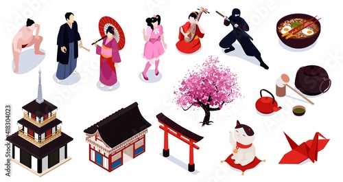 Isometric Japan Icon Set