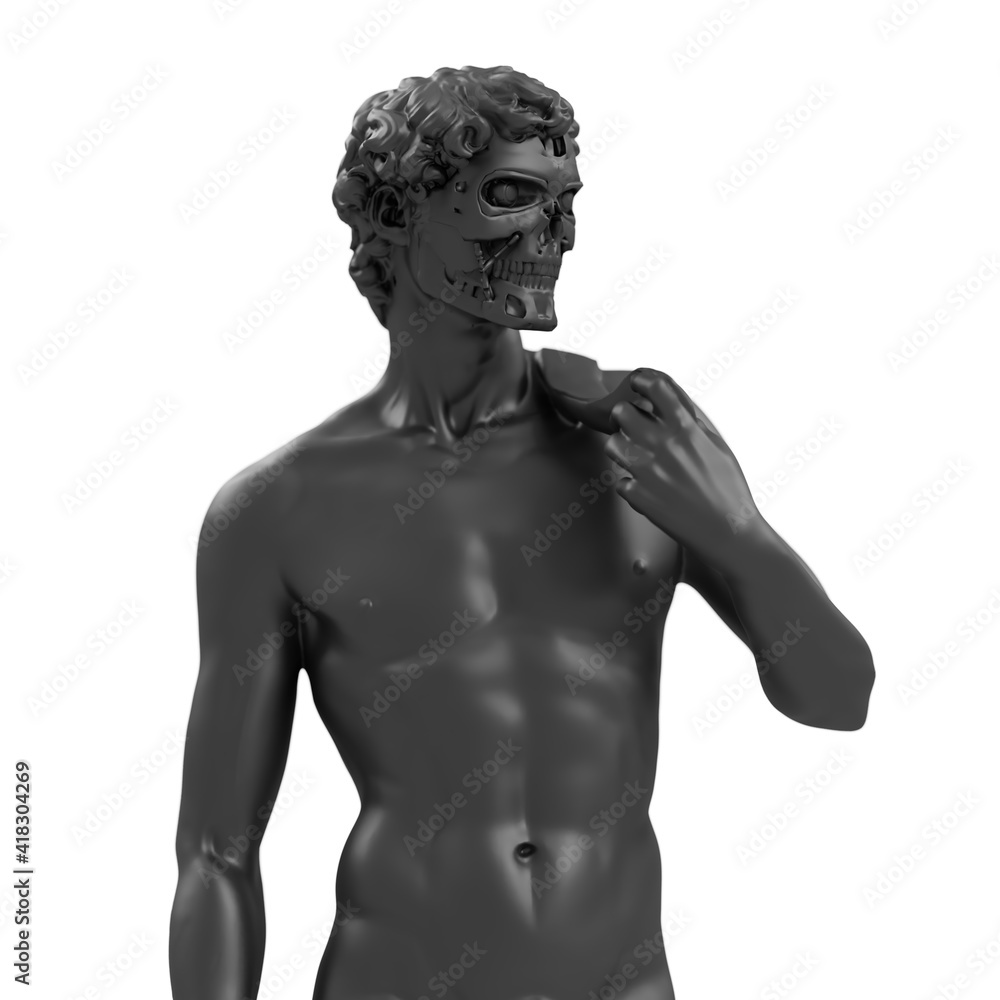 statue of David with replaced robot face