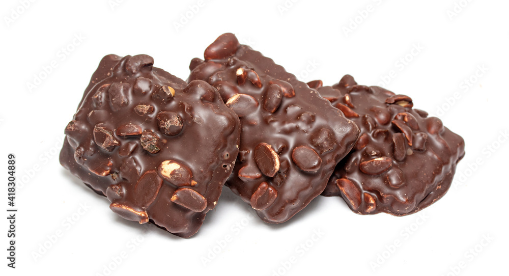 cookies with chocolate white black raisins walnut on white background cookies with chocolate white black raisins walnut on white background