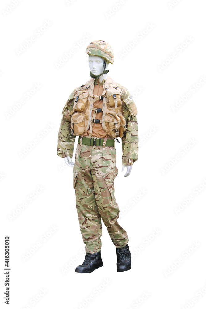 A Camouflaged Army Soldier Mannequin Model Figure. A Camouflaged Army Soldier Mannequin Model Figure.