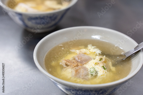 Delicious street food pig bone marrow soup in Changhua, Taiwan.