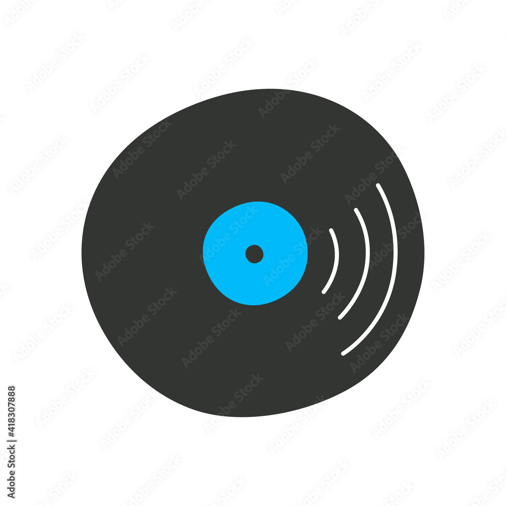 Hand-drawn vinyl record isolated on white. Vector illustration in a flat style. Hand-drawn vinyl record isolated on white. Vector illustration in a flat style.
