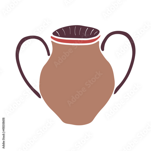 Pitcher with two handles. Vector element for the design.