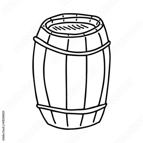 Sketch of an oak barrel. Vector element for the design.