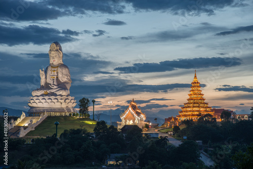 Wat Huay Pla Kang temple, the pagoda in Chinese style in Chiangrai Thailand.