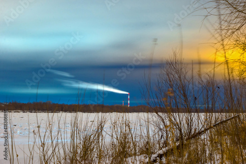 Wallpaper Mural sunset over the river in winter in Omsk Torontodigital.ca