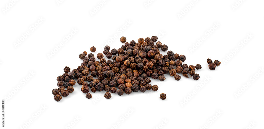 dried black peppercorns isolated on white background dried black peppercorns isolated on white background
