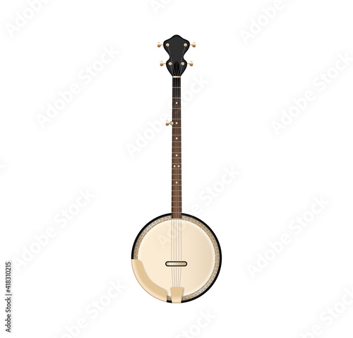 American banjo isolated retro musical instrument in realistic style. Vector illustration EPS10
