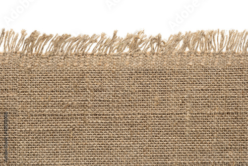 Burlap seamless pattern isolated on white. Photographed on a dark background. photo