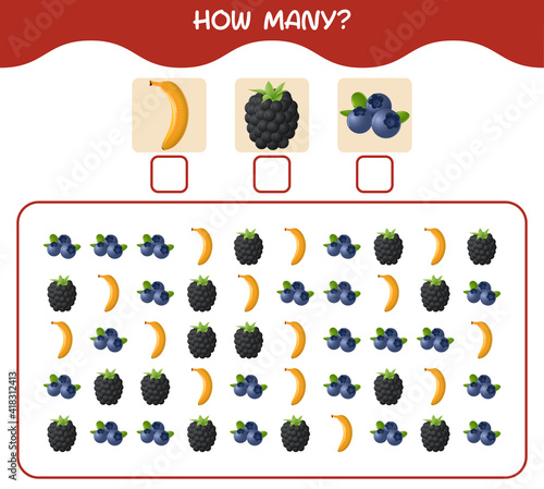How many cartoon fruits. Counting game. Educational game for pre shool years kids and toddlers