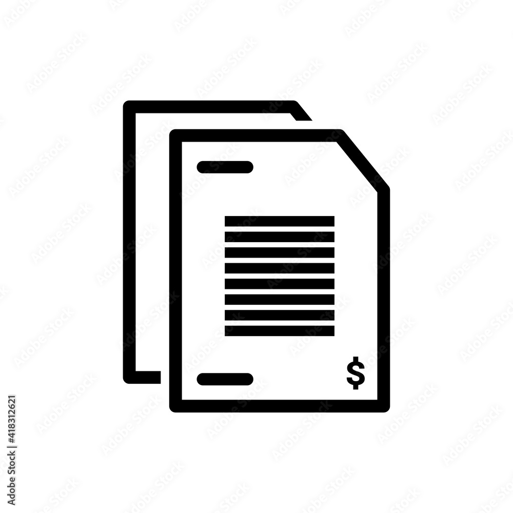 Invoice bill icon vector. Bill payment icon illustration. Simple design on white background. Invoice bill icon vector. Bill payment icon illustration. Simple design on white background.