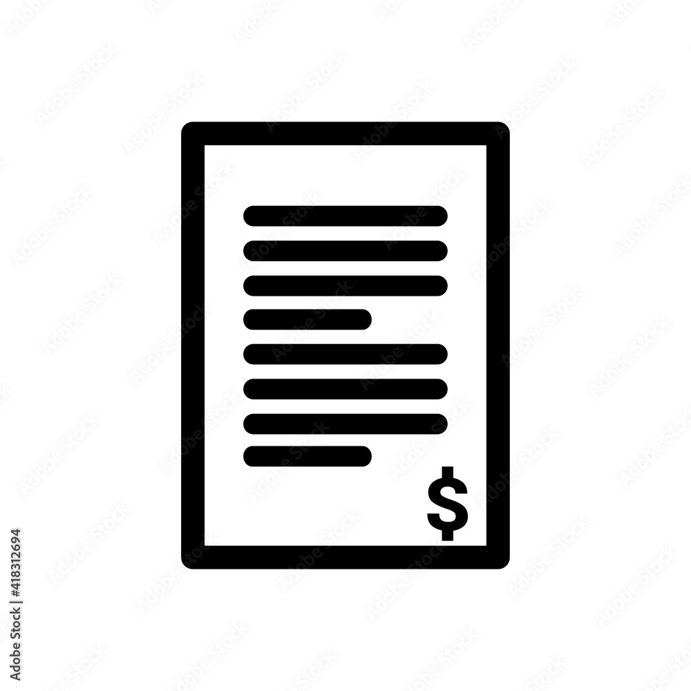 Invoice bill icon vector. Bill payment icon illustration. Simple design on white background. Invoice bill icon vector. Bill payment icon illustration. Simple design on white background.