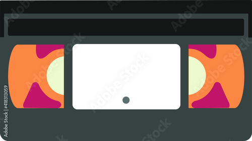 vhs cassette illustration black orange white