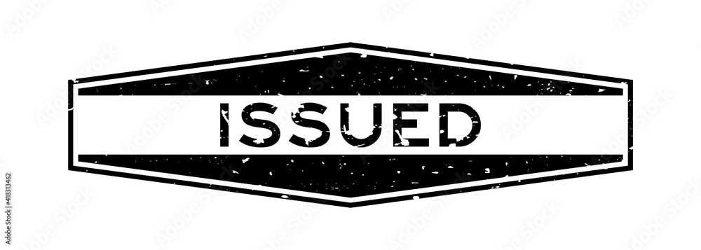 Fototapeta premium Grunge black issued word hexagon rubber seal stamp on white background