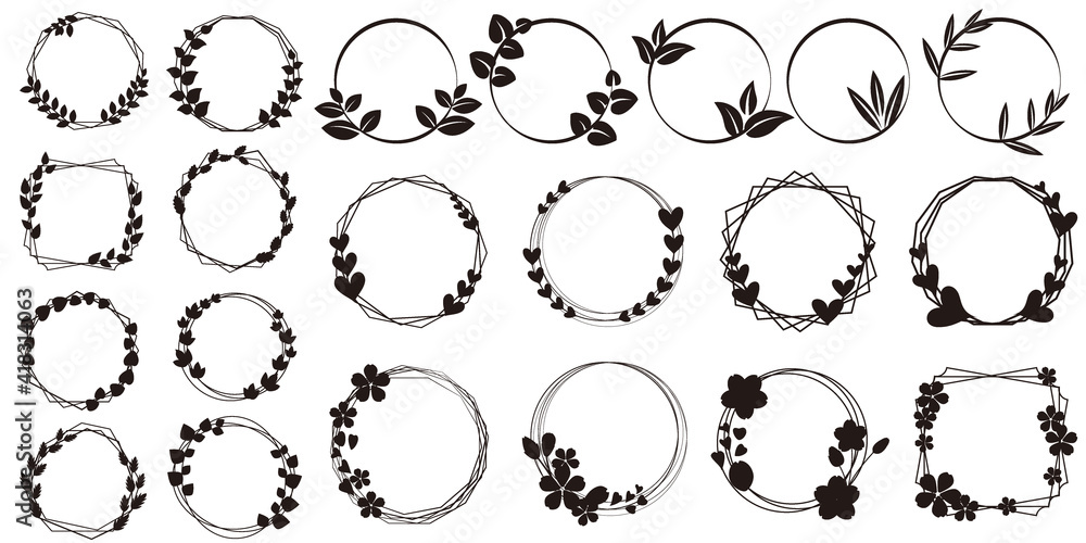 Set Of Black Circular Foliate Laurels Branches Laurel Wreath Silhouette Laurel Wreath Vector Illustration リーフリースイラスト グリーンリース リースイラスト Vektornyj Obekt Stock Adobe Stock