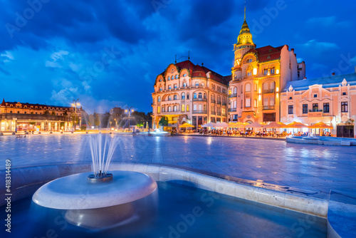 Oradea, Romania. Twilight with Union Square.