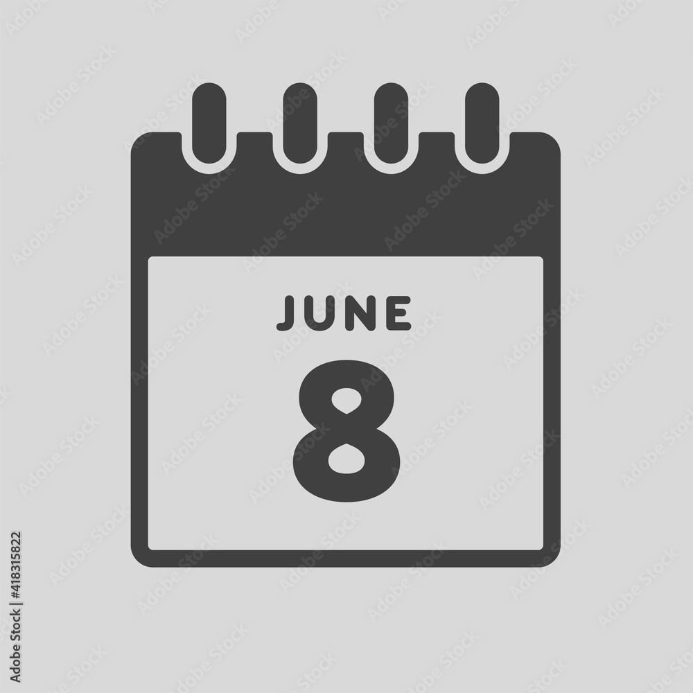 Icon day date 1 June, template calendar page Icon day date 1 June, template calendar page