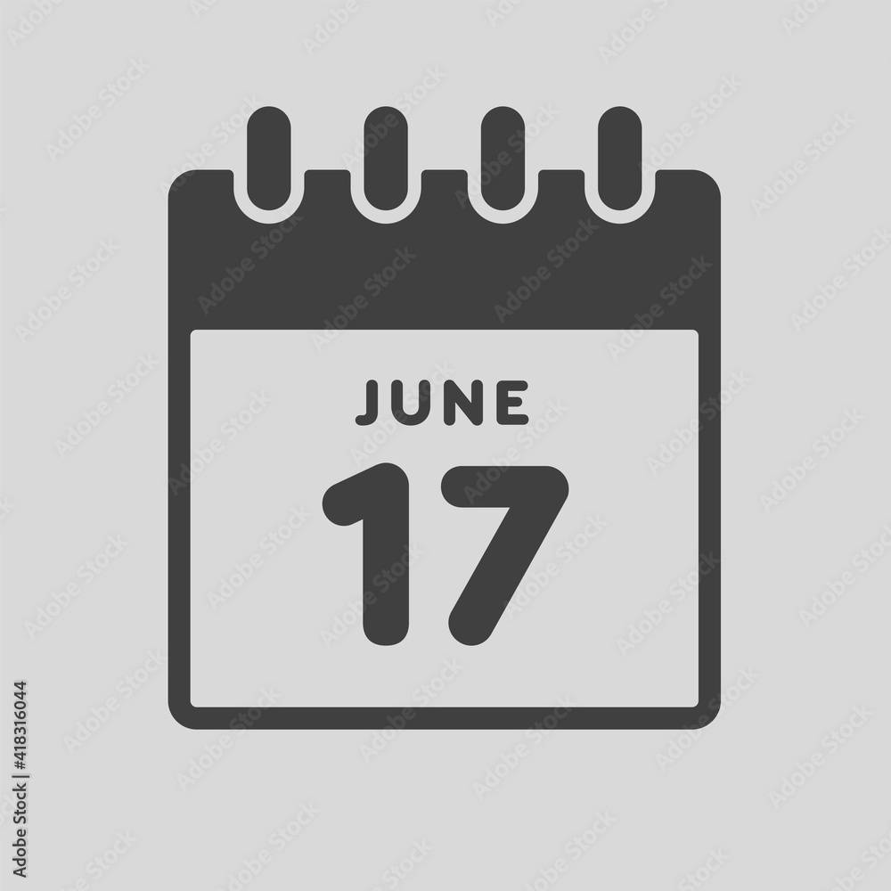 Icon day date 17 June, template calendar page Icon day date 17 June, template calendar page