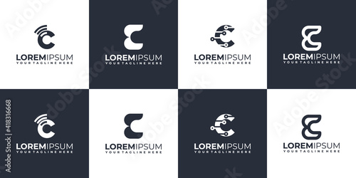 Set of abstract initial monogram c logo design