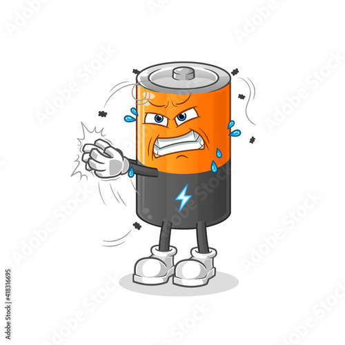 battery swat the fly character. cartoon mascot vector