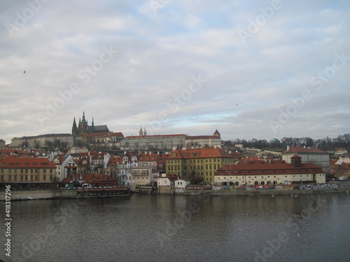 Scenic landscape of Prague on a cloudy day