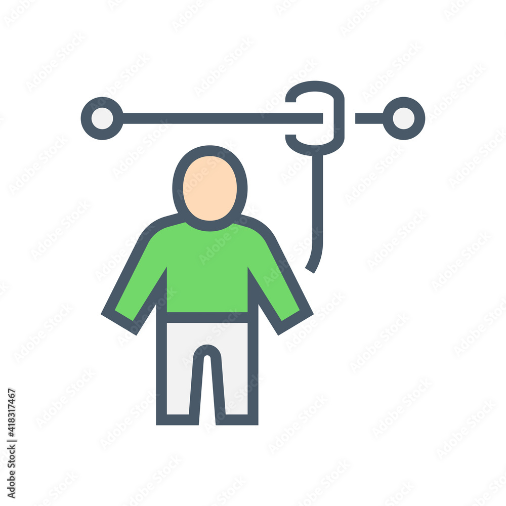 Safety belt vector icon. Uniform or tool with rope is personal protective equipment (PPE) for wear to work at height building to protect or safe or prevent builder person fall, injury. 64x64 pixel. Safety belt vector icon. Uniform or tool with rope is personal protective equipment (PPE) for wear to work at height building to protect or safe or prevent builder person fall, injury. 64x64 pixel.