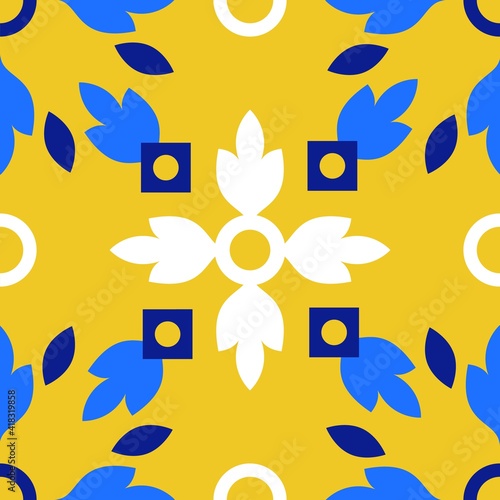 Azulejos Portuguese tile floor pattern