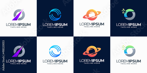 abstract symbol letter o logo template. icons for business technology, modern, simple