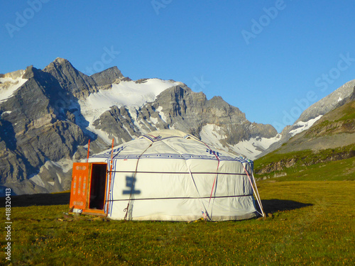 Bifertenhuette, Switzerland - August 7th 2016: A Mongolian yurt in Switzerland photo