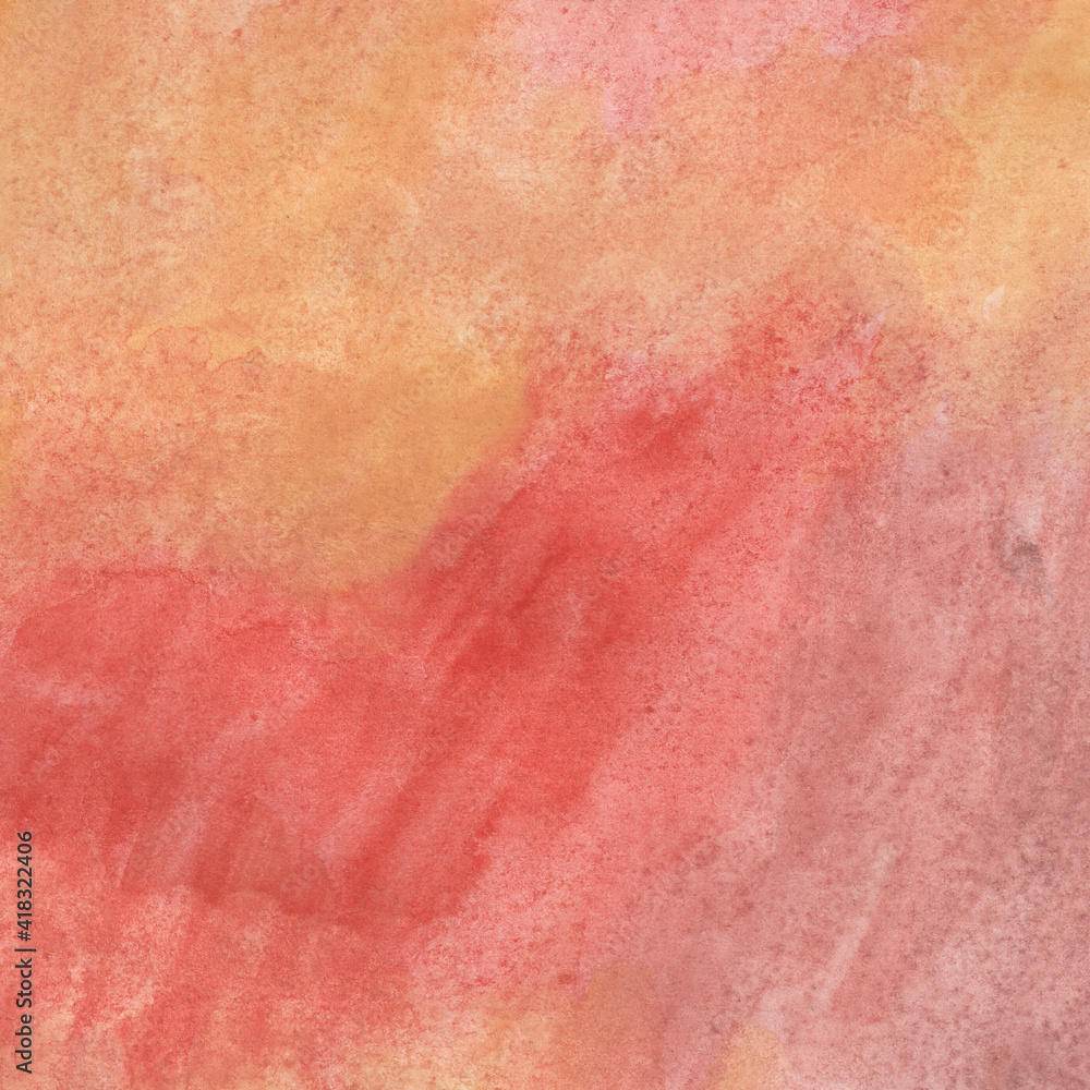 Fototapeta premium Watercolor Background - Abstract painted paper with orange, red and brown grained texture