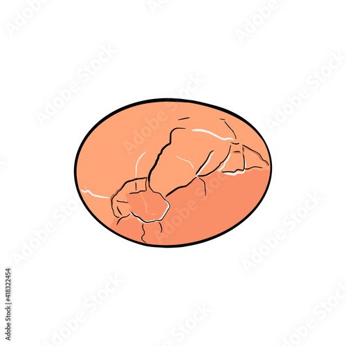 Fototapeta Naklejka Na Ścianę i Meble -  Top view, Illustration with broken chicken egg and empty space isolated on a white background. Easter holiday concept. Vector