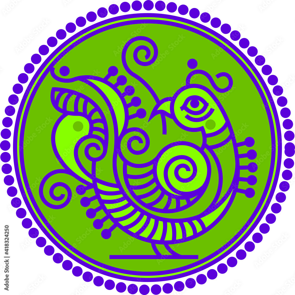 Indian Traditional and Cultural Alpona, Kolam, Rangoli, or Paisley, with a contemporary look. For textile/ fabric prints, phone case, greeting card. logo, calendar.
