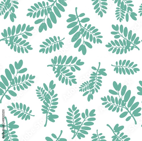 Seamless leaf pattern. Tropical pattern. White background. Cute pattern with leaf. . Vector illustration © irina
