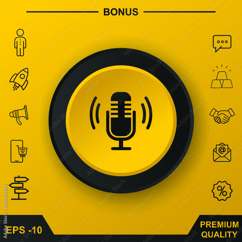 Microphone vector icon, Web design icon. Voice vector icon, Record. Microphone vector icon, Web design icon. Voice vector icon, Record.