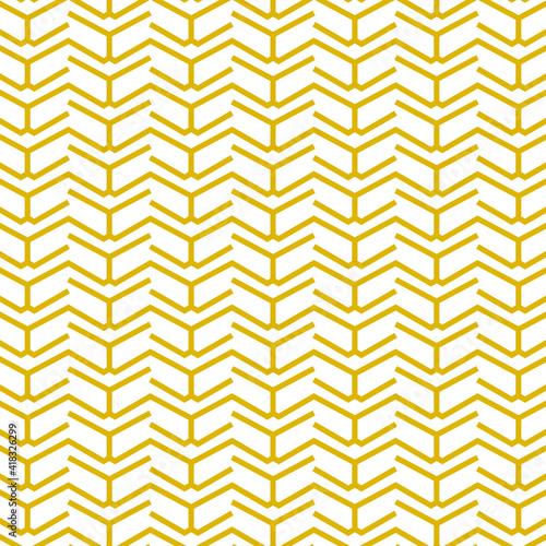 Modern simple geometric vector seamless pattern with gold line texture on white background. Stock illustration.