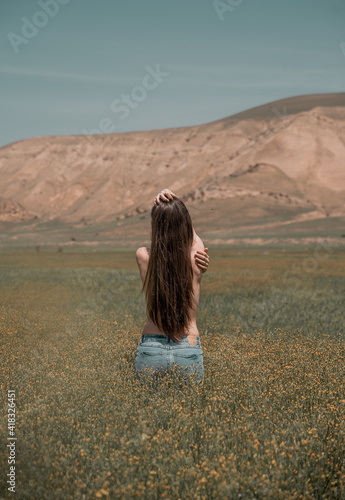 Wallpaper Mural girl in the mountain woman  young nature summer beautiful fashion hair sky  people model person relax  Torontodigital.ca