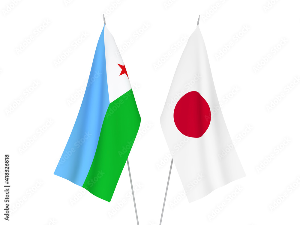 Japan and Republic of Djibouti flags Japan and Republic of Djibouti flags