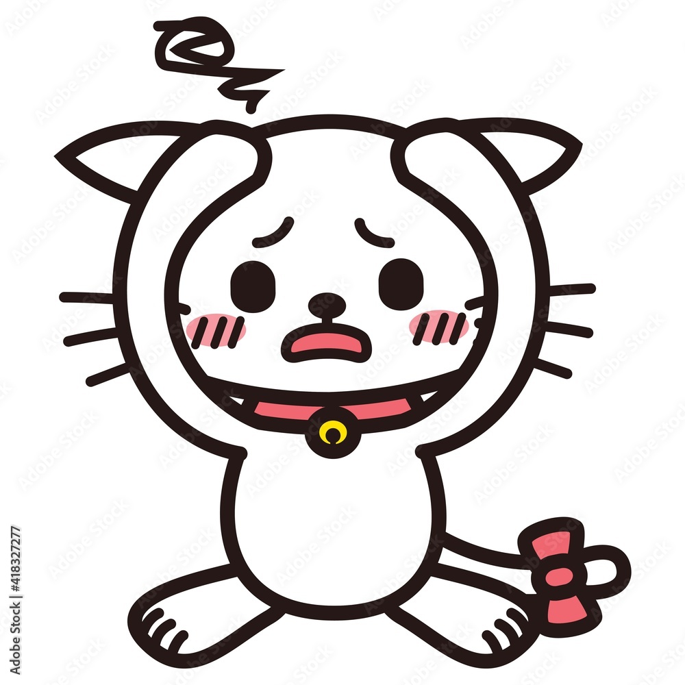 失敗して頭を抱える白い猫 失敗して頭を抱える白い猫