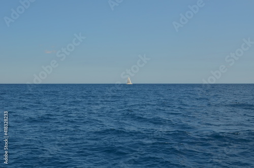 lonely yacht in the sea