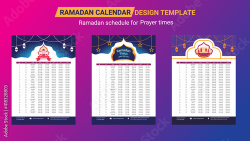 Ramadan Calendar Design Template. Islamic Calendar and Sehri Ifter time Schedule. Hijri islamic calendar 2021. Ramadan calendar, Ramadan schedule for Prayer times in Ramadan