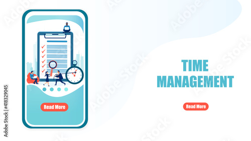 Time management and mobile application in business concept