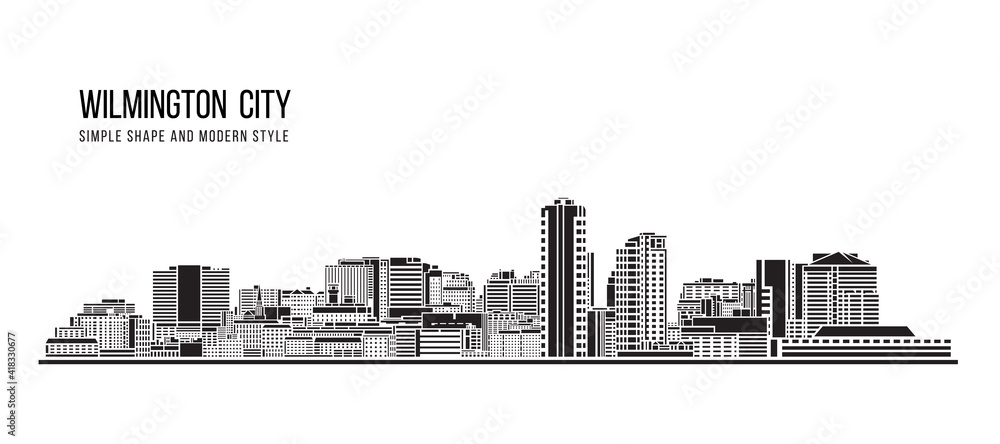 Cityscape Building Abstract Simple shape and modern style art Vector design -  Wilmington city