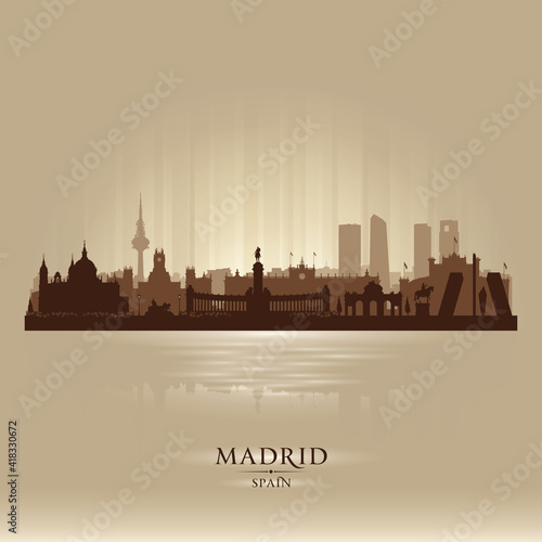 Madrid Spain city skyline vector silhouette