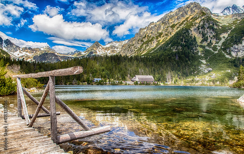 Beautiful lake - tarn Popradske pleso High Tatras mountains, Slovakia