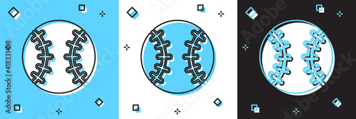 Set Baseball ball icon isolated on blue and white, black background. Vector.