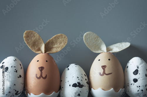 happy Easter eggs background. Easter holiday decorations, Easter concept background.