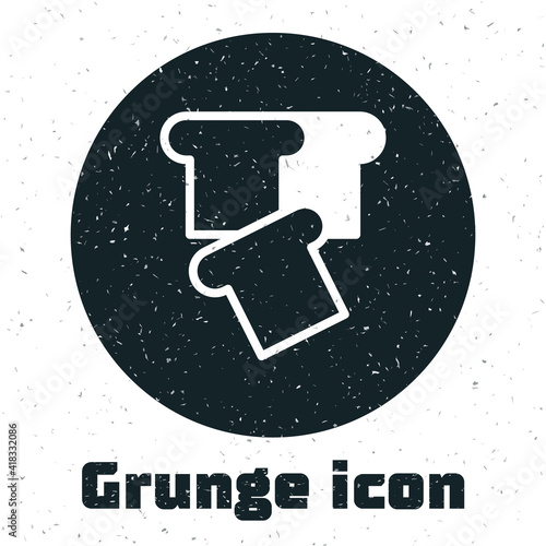 Grunge Bread toast for sandwich piece of roasted crouton icon isolated on white background. Lunch, dinner, breakfast snack. Monochrome vintage drawing. Vector.