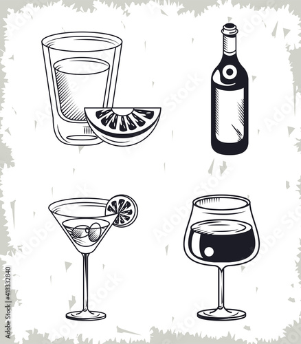 four drinks icons