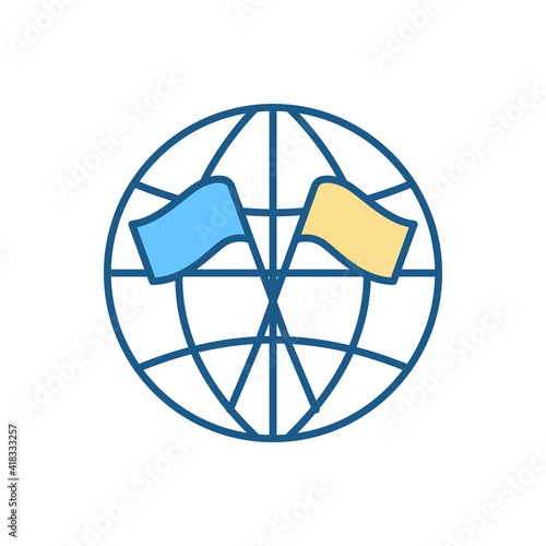 Diplomacy RGB color icon. Diplomatic mission. Managing international relations. Being country representative abroad. Foreign governments dialogue and negotiation. Isolated vector illustration